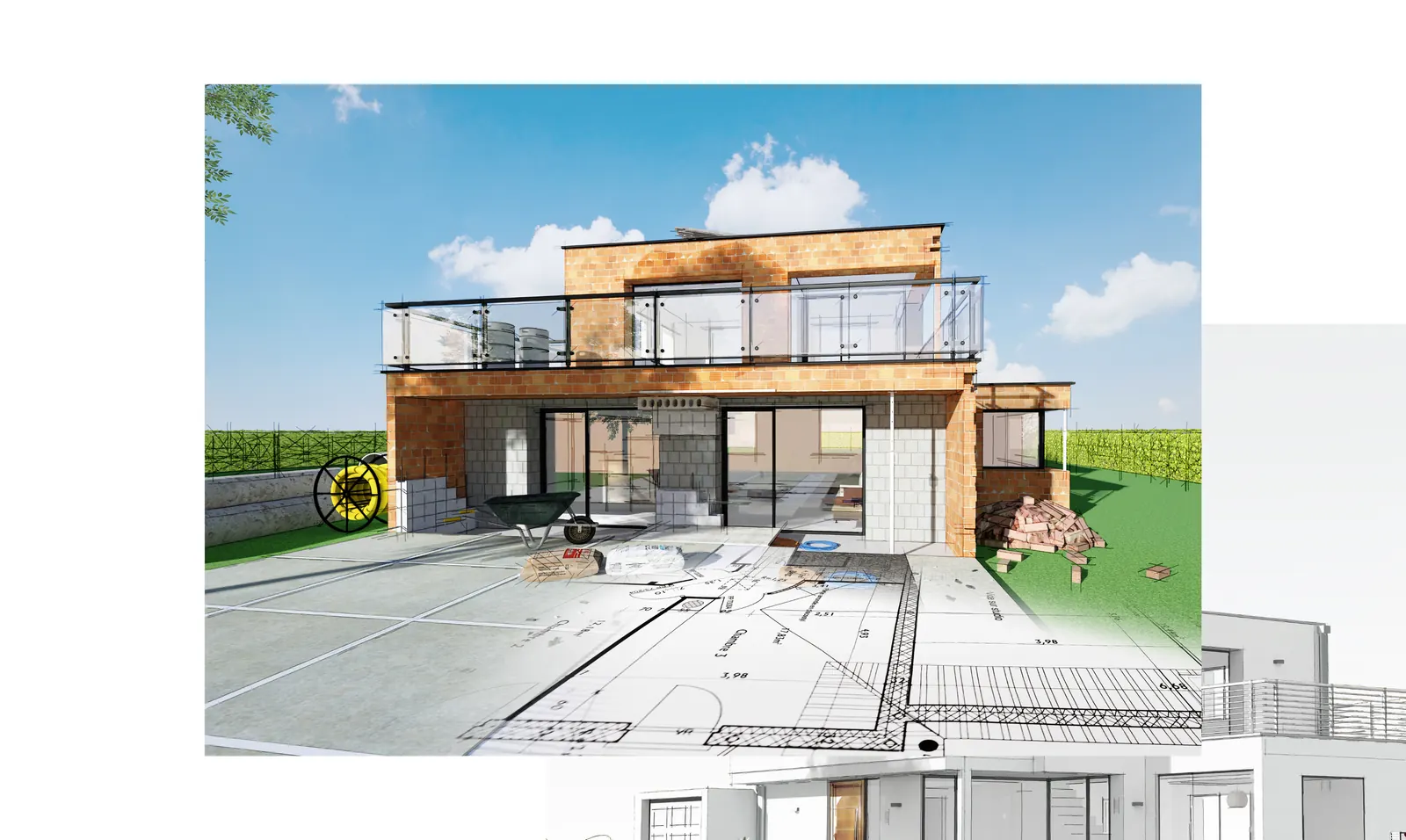 A home from blueprint through construction to completion